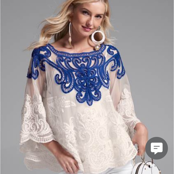 VENUS Tops - VENUS Applique/Mesh Top BLOUSE ONLY WORE ONCE